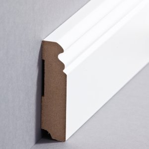 wsbs719080 Sdbrock Sockelleisten MDF Wei Fussleiste, MDF-Kern mit Folie ummantelt Berliner-Hamburger Profil