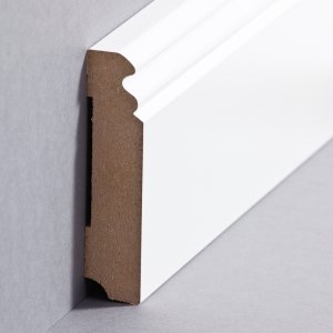 wsbs719096 Sdbrock Sockelleisten MDF Wei Fussleiste, MDF-Kern mit Folie ummantelt Berliner-Hamburger Profil