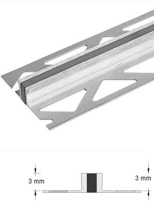 w1115200 ROLL Profile Alu silber + weitere Dehnfugenprofil mit Ausstanzung 3 mm