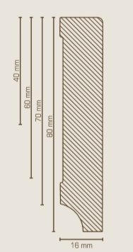 sbs32116800 Sdbrock Sockelleisten Massivholz Kiefer roh Massivholz Holz-Fussleiste, Oberkante rechteckig