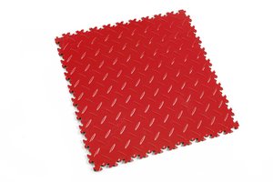 Profilor Industrie PVC Klick-Fliesen Rosso red Diamant/Riffelblech Bodenbelag fr Fitnessstudio/Werkstatt Lager und Garage