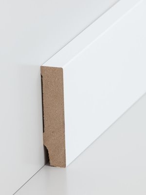 wSBS721.1670 Sdbrock Sockelleisten MDF Wei Fussleiste, oberkante rechteckig, MDF-Kern mit lackierfhiger Folie ummantelt