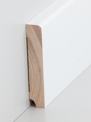 wsbs320.19100.31 Sdbrock Sockelleisten Massivholz Kiefer deckend wei Massivholz Holz-Fussleiste, Oberkante rechteckig